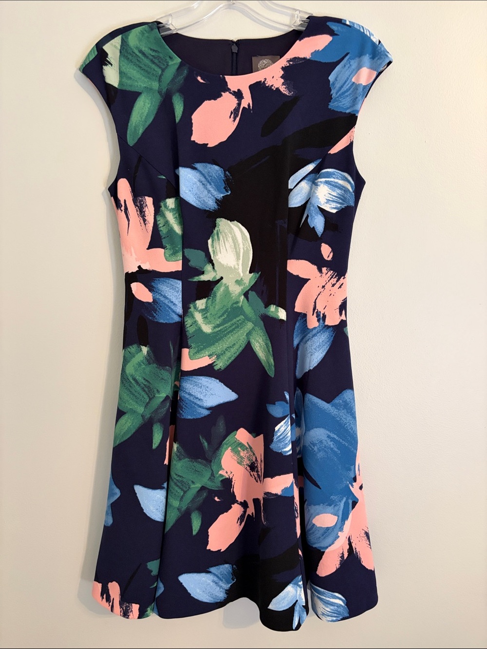 Vince Camuto Navy Dress with Pink and Dark Blue Floral Print